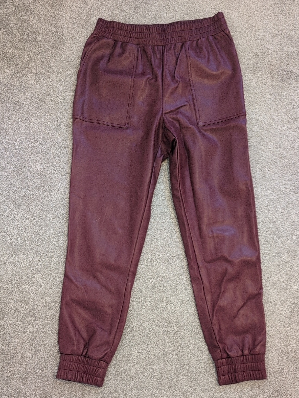 7 For All Mankind | Burgundy Faux Leather Joggers